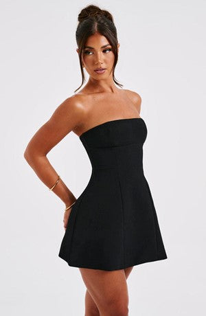 Strapless Princess Seam Structured Fit and Flare Mini Dress
