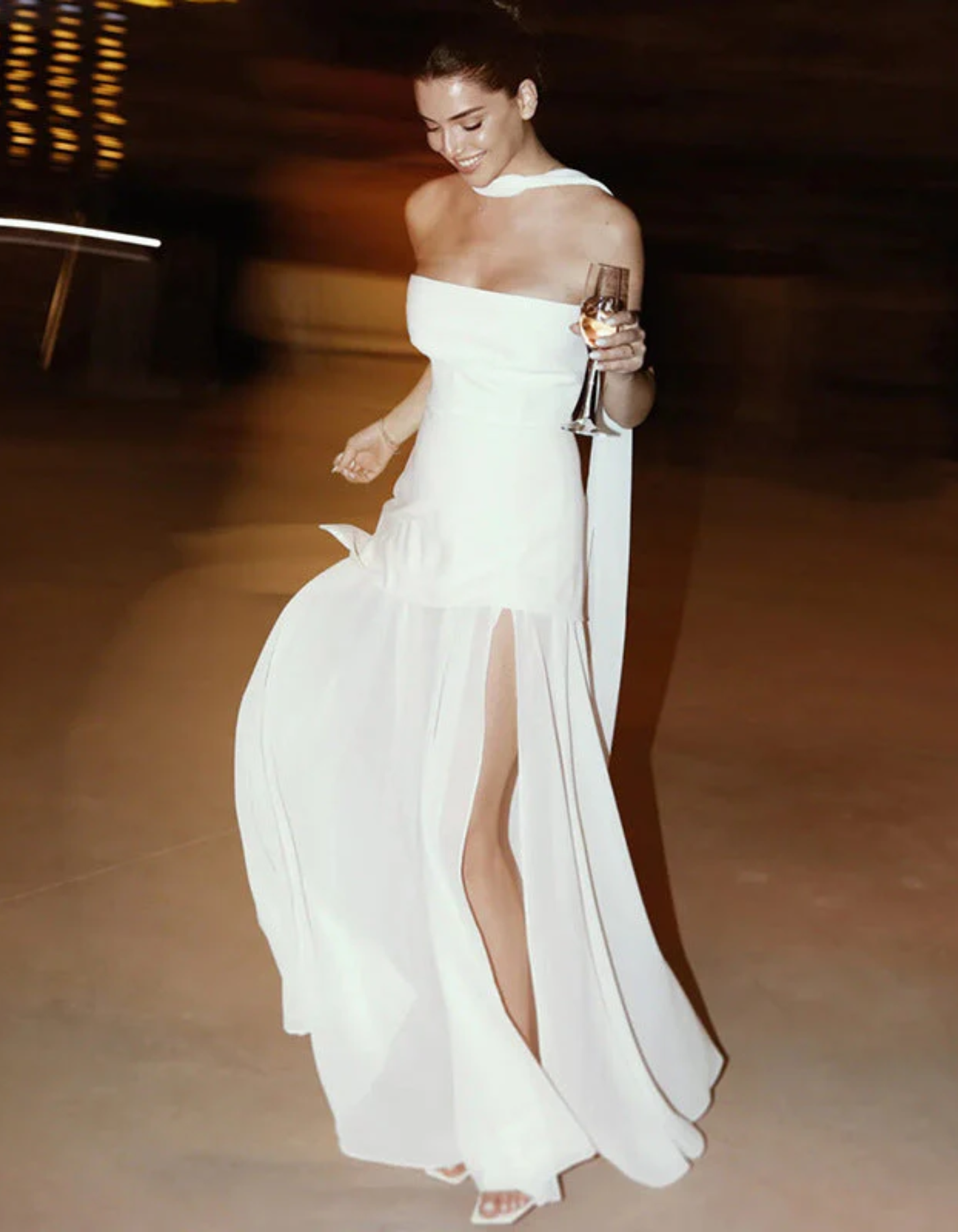 | Asymmetric Overlay Chiffon Maxi Dress