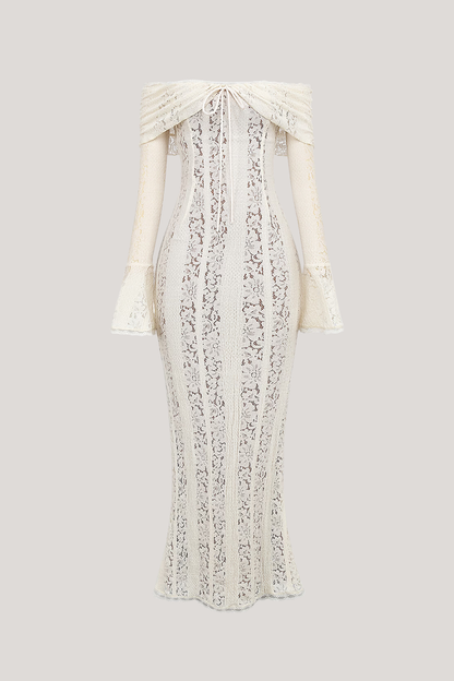 Alladitta Lace Off Shoulder Cutout Maxi Dress