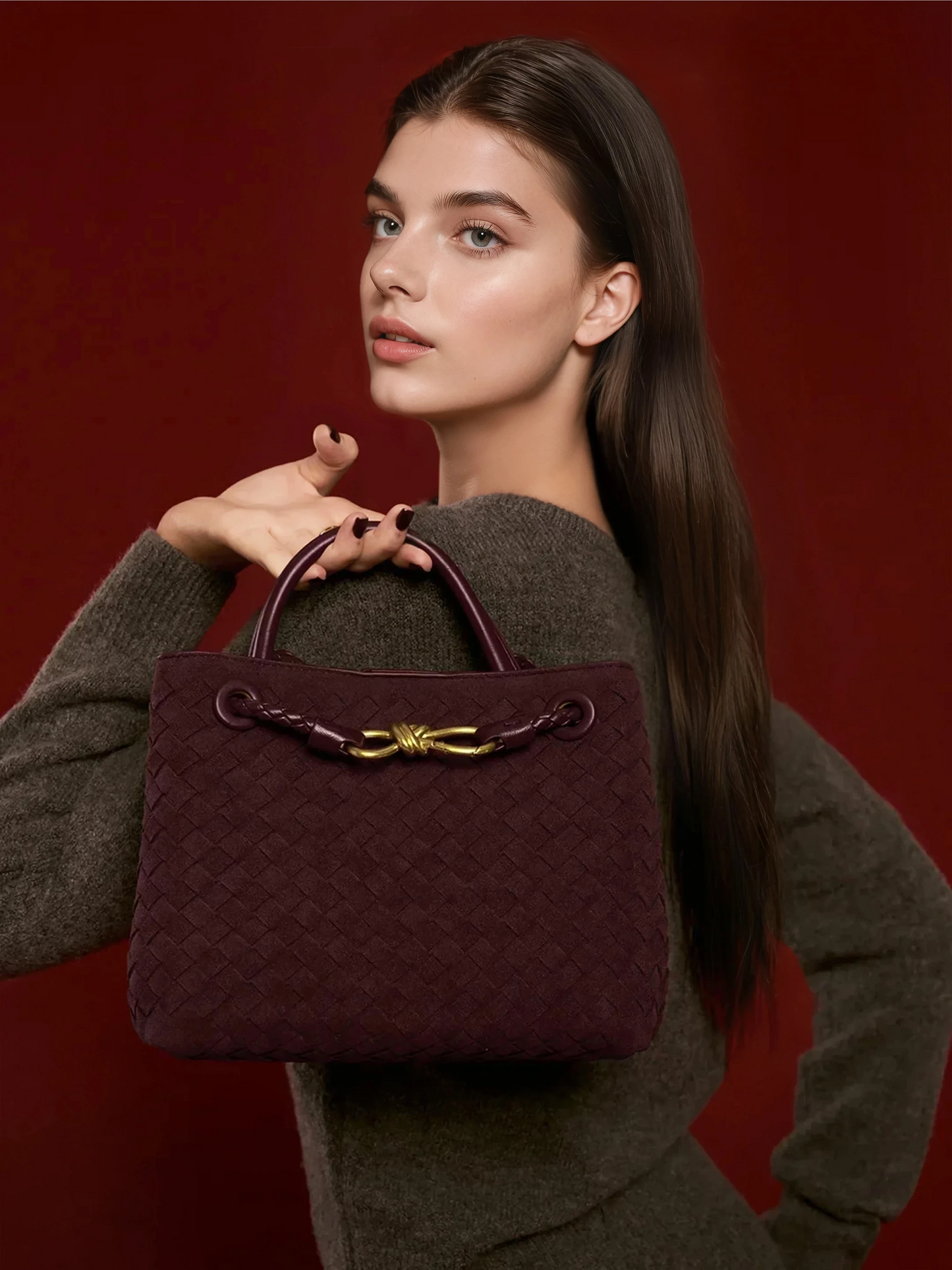 Always Chic Suede Woven Tote Bag