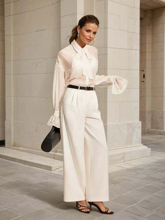 Always Elegant Sheer Bow Tie Blouse