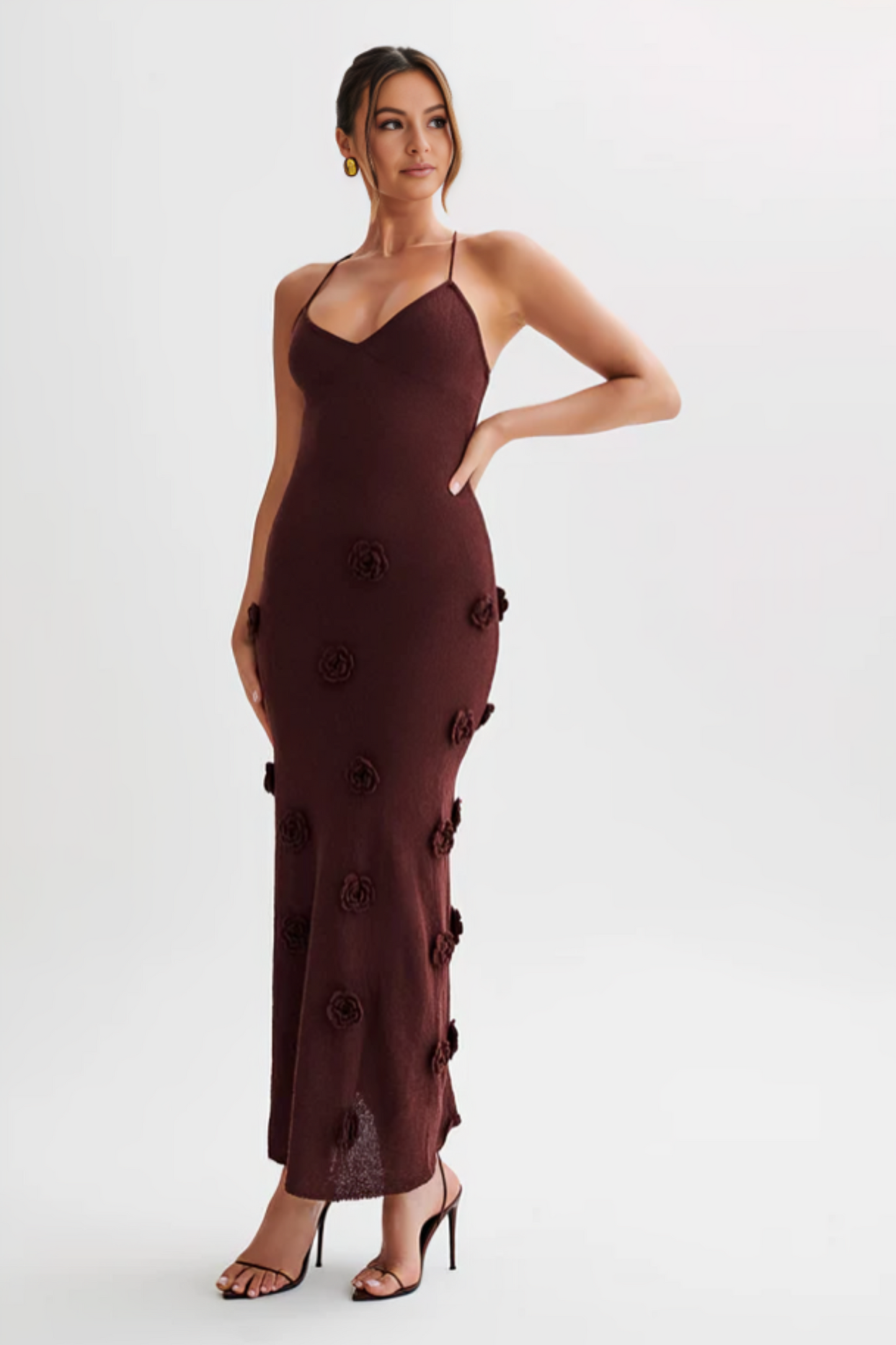 | Knitted slip dress with rosette detail