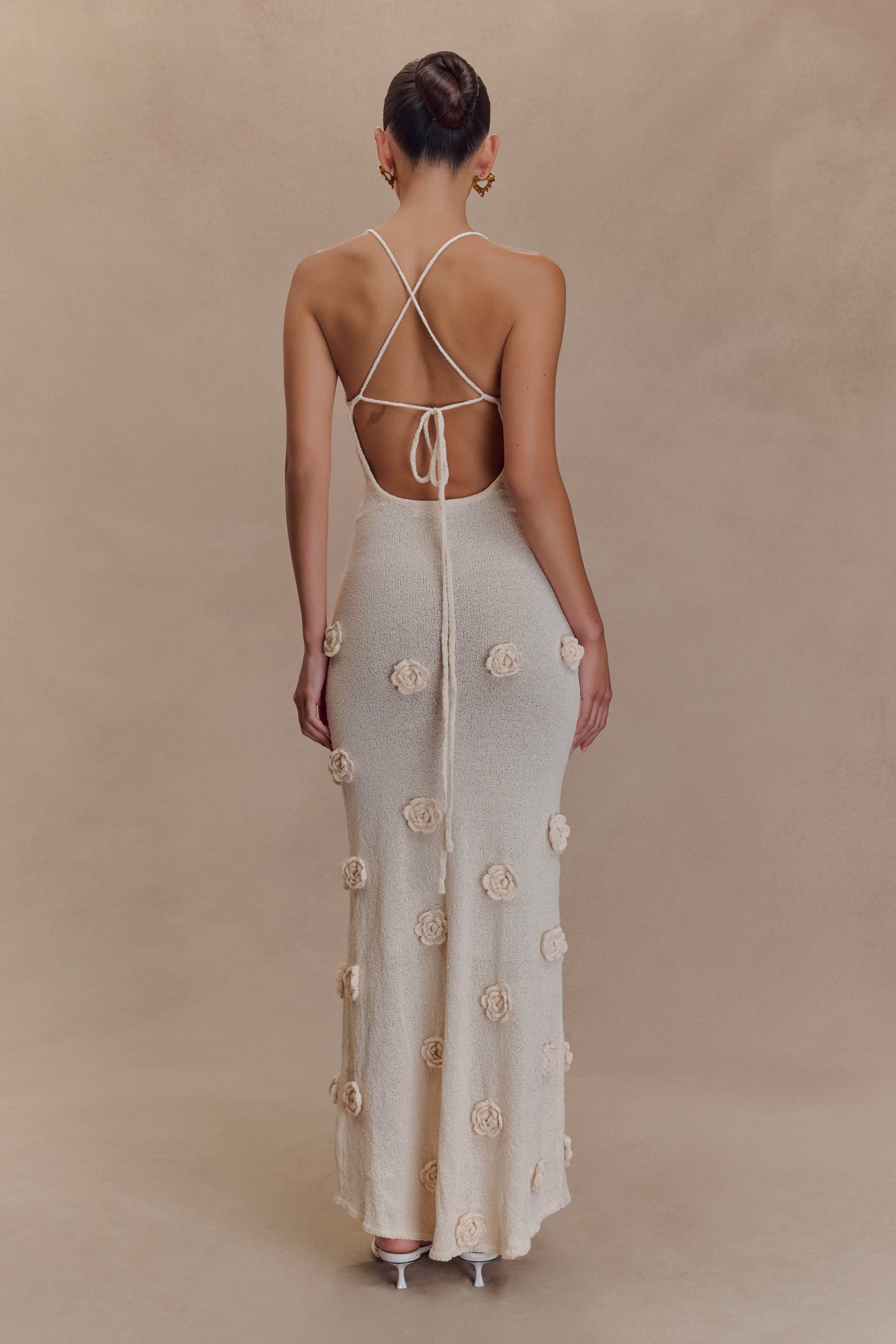 | Knitted slip dress with rosette detail