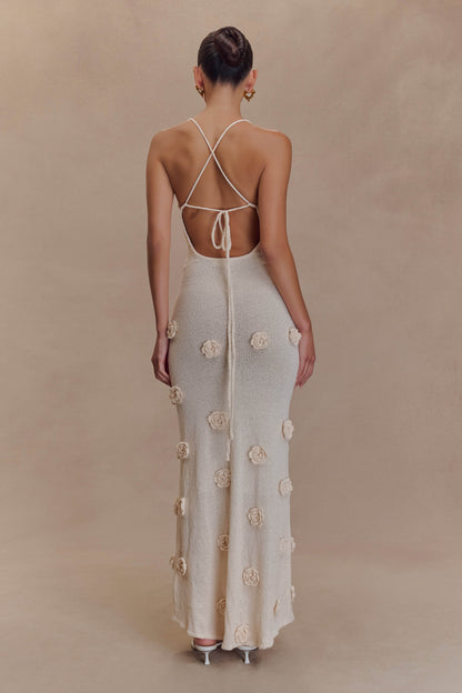 | Knitted slip dress with rosette detail