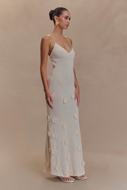 | Knitted slip dress with rosette detail