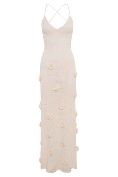 | Knitted slip dress with rosette detail