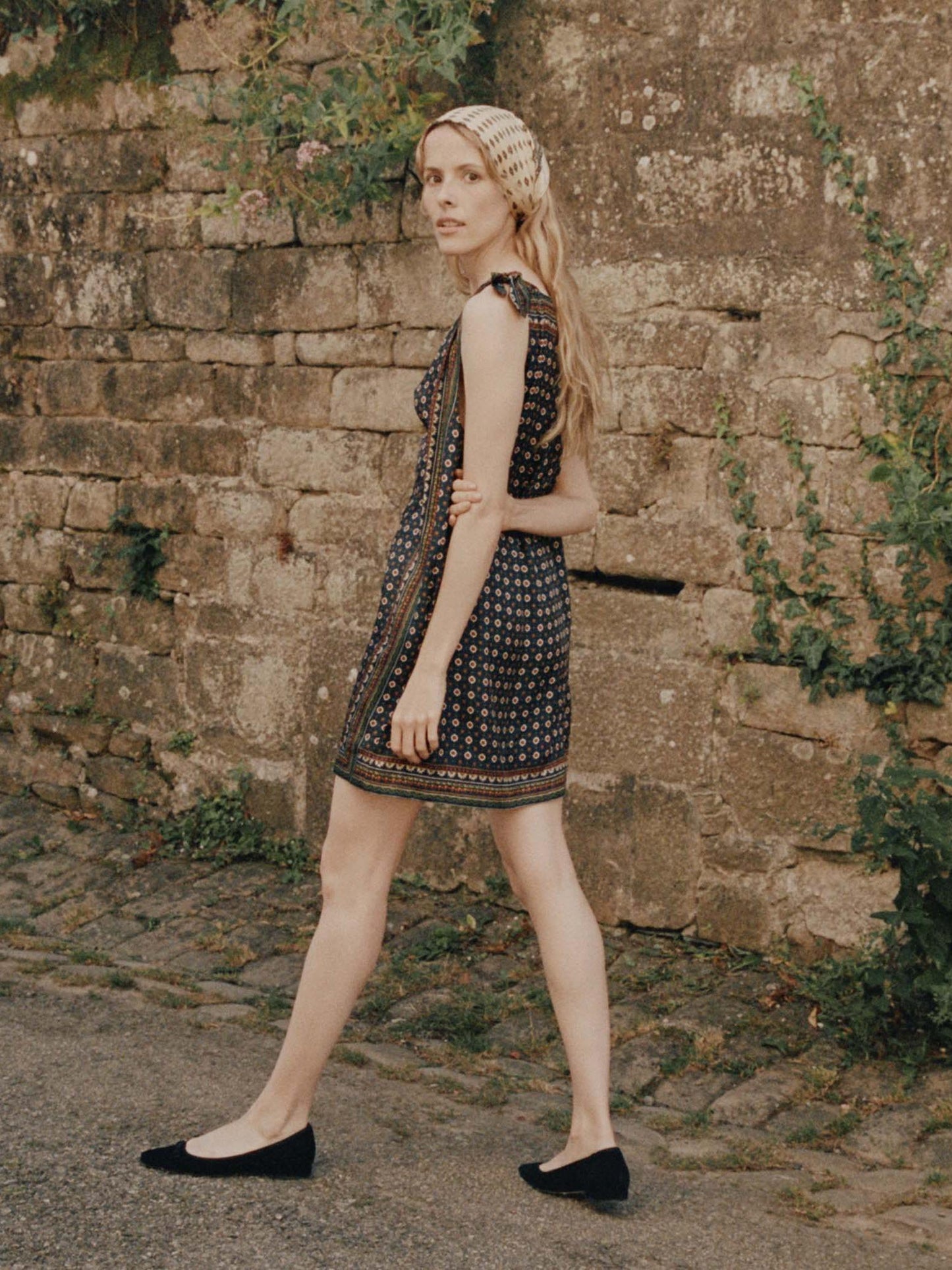 | Vintage Print Sleeveless Mini Dress