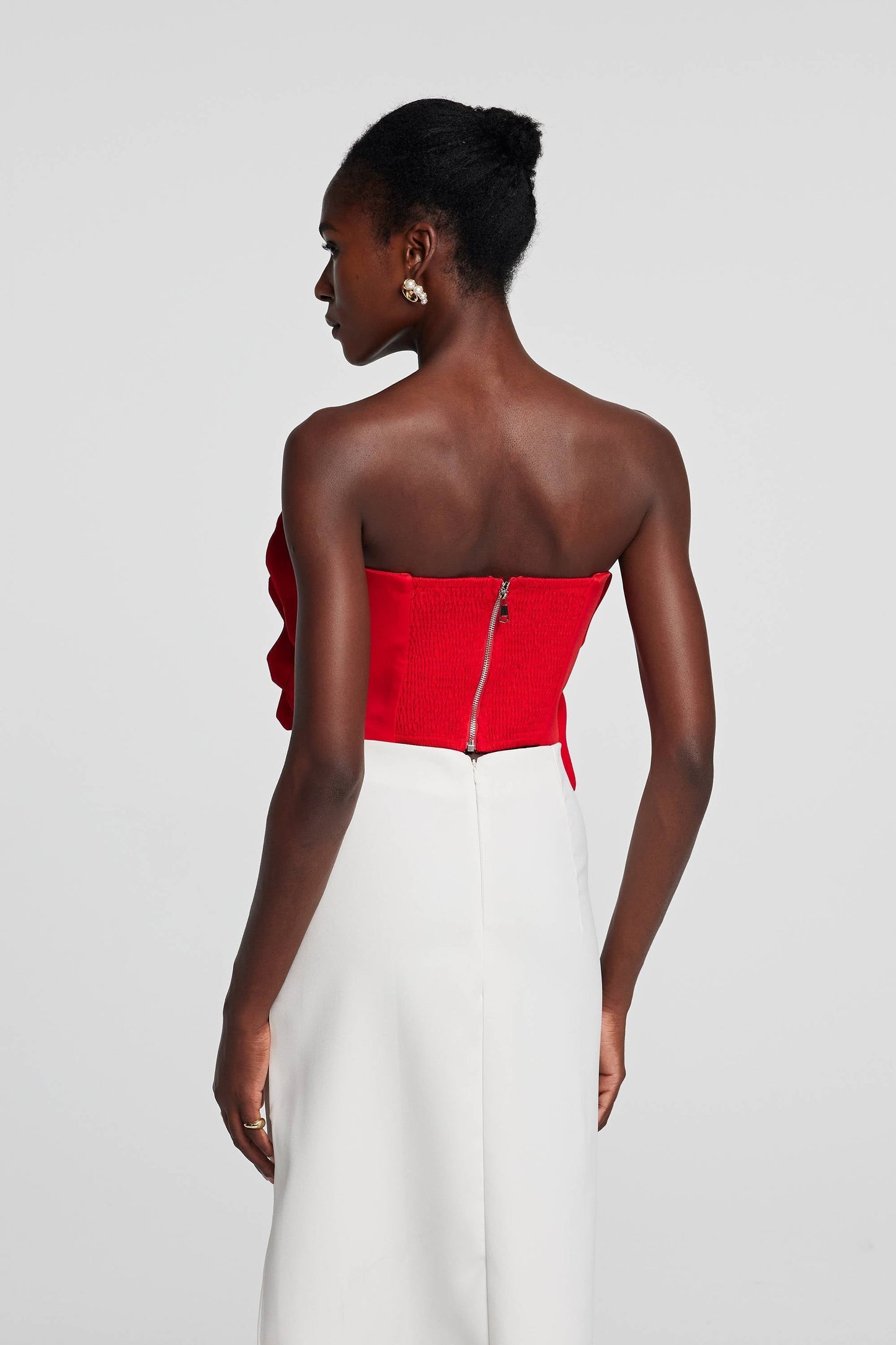 Amiri Flower Off Shoulder Top In Red