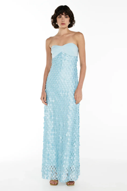 | Sculpted Petal Texture Strapless Evening Dress