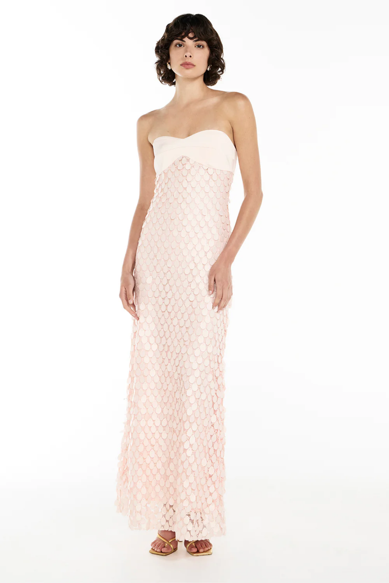 | Sculpted Petal Texture Strapless Evening Dress
