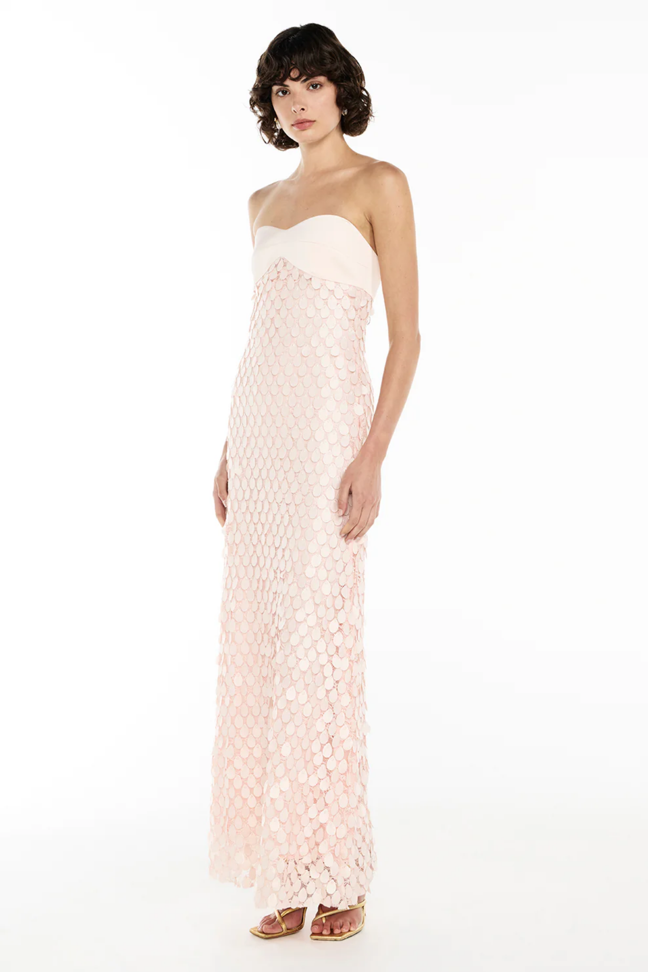 | Sculpted Petal Texture Strapless Evening Dress