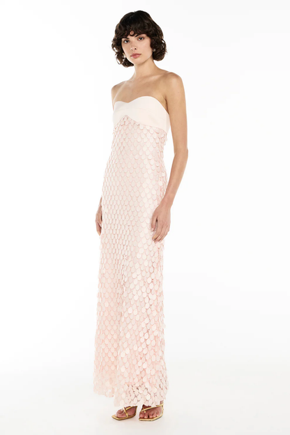 | Sculpted Petal Texture Strapless Evening Dress