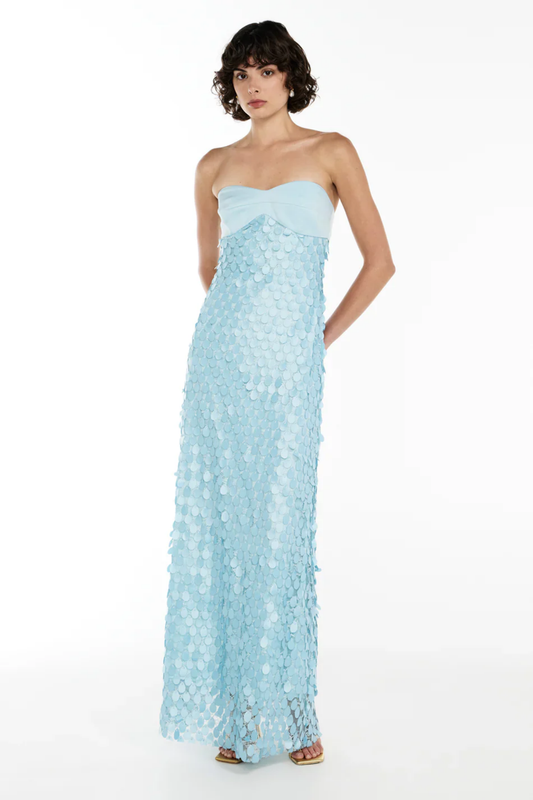| Sculpted Petal Texture Strapless Evening Dress