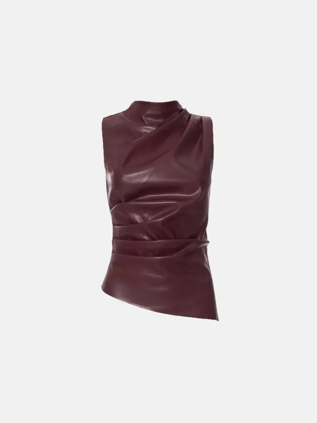 | Asymmetrical Hemline Faux Leather Top