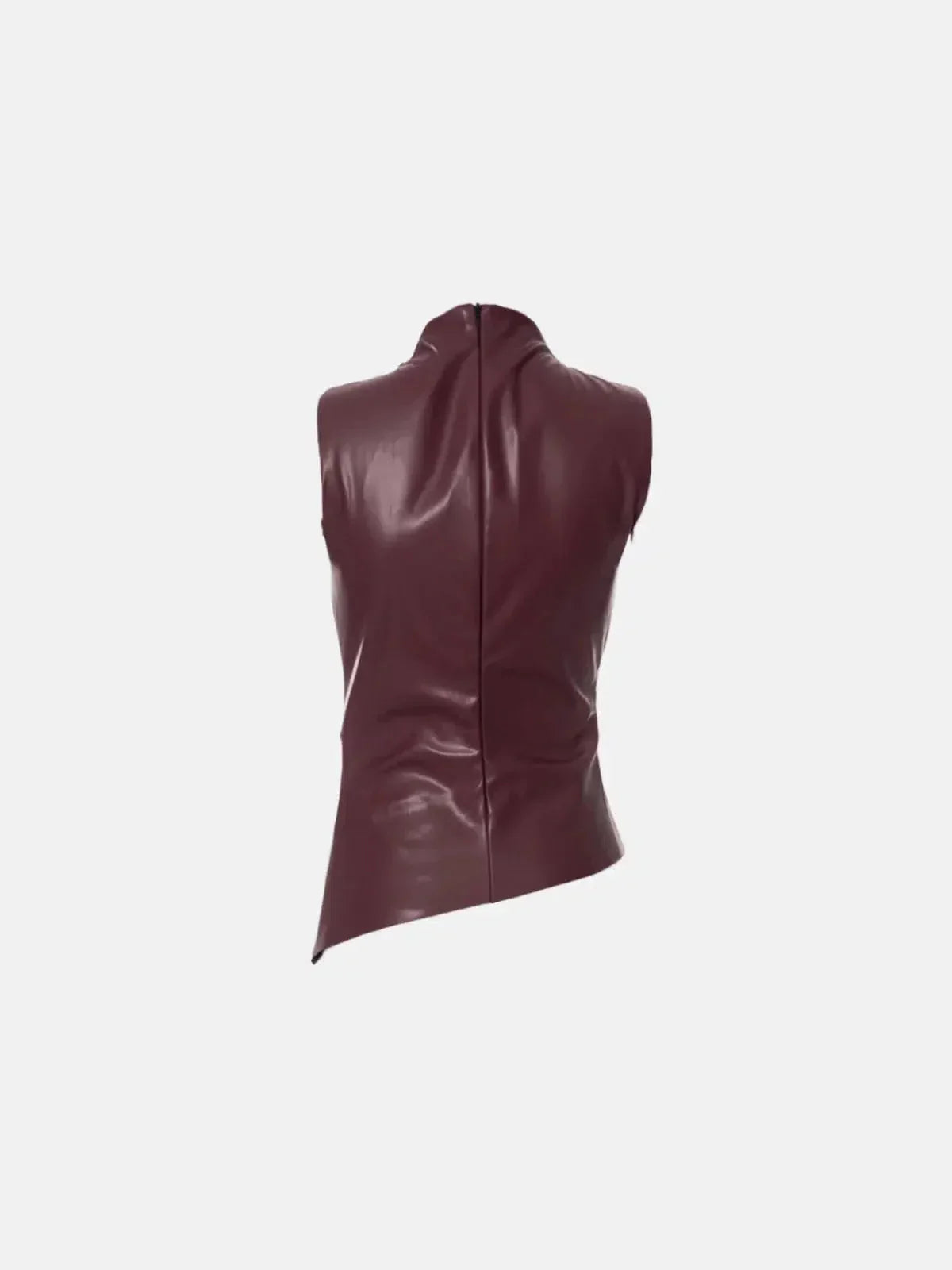 | Asymmetrical Hemline Faux Leather Top