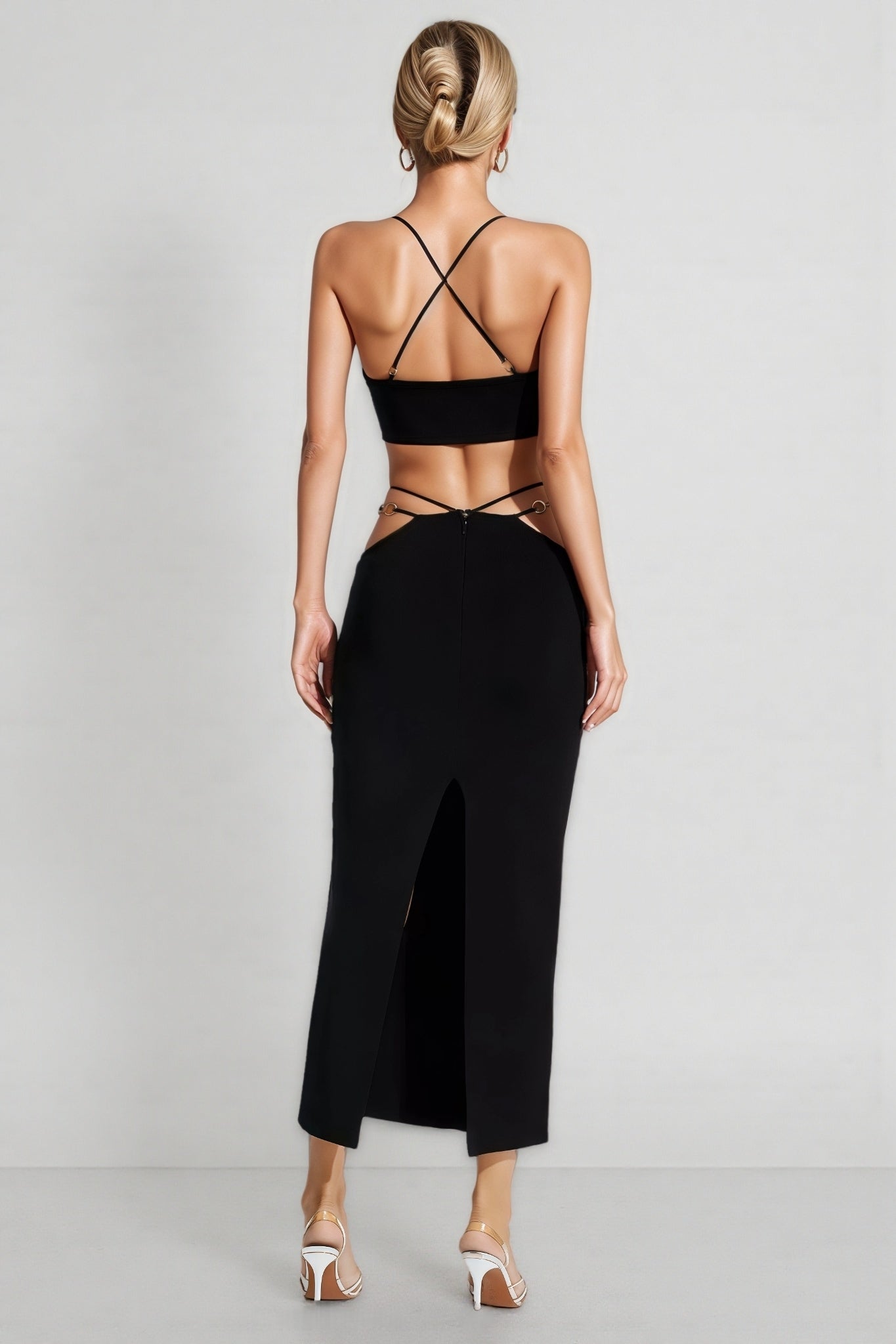 Belle Black Bandage Slip Maxi Dress