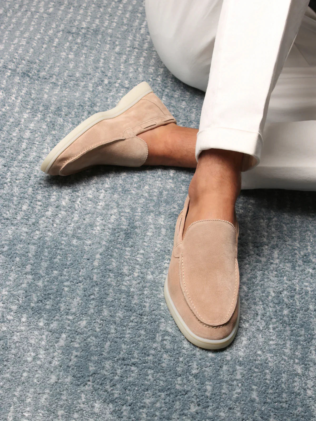 Maison Suede Loafers | Beige Slip-On Summer Shoes