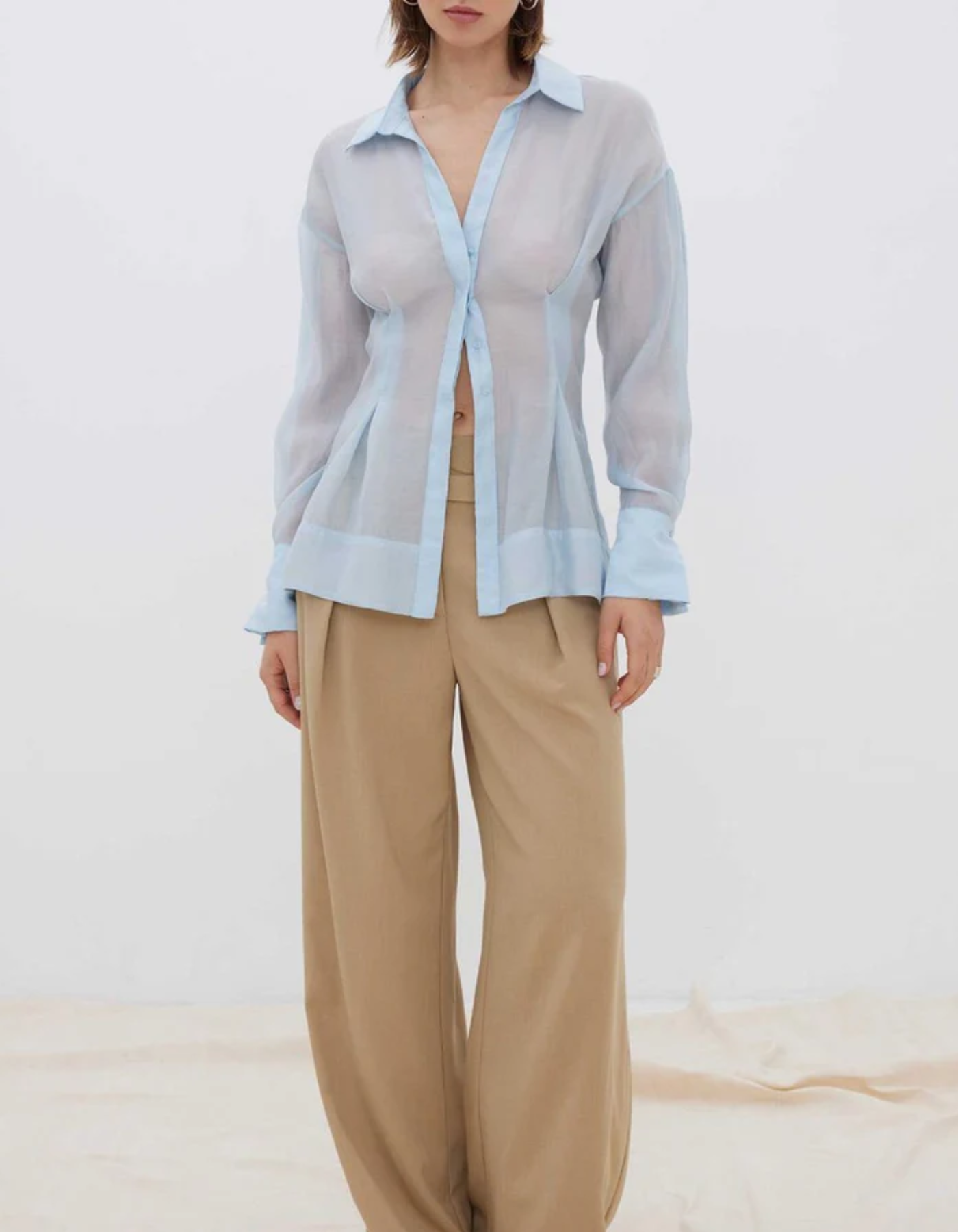 | Sheer Button-Up Blouse