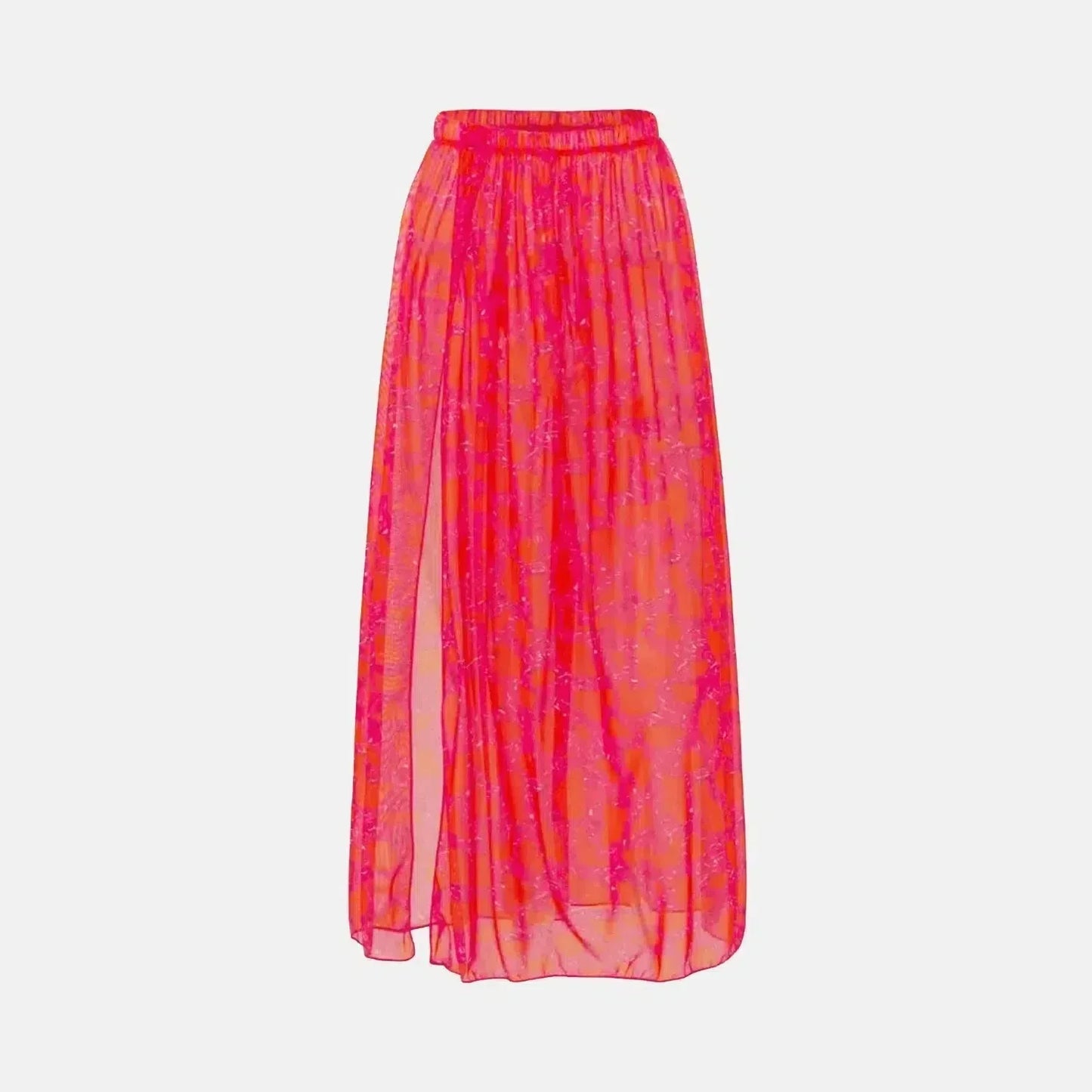| Ruffled Bikini and Slit Skirt Set - Pink