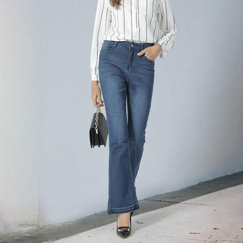 Julia Fashion - Flared trousers Women's Stretchy High Waist Jeans