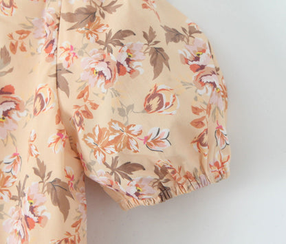 Positioning Printed V Neck Waist Tight Petti dress Holiday Dress