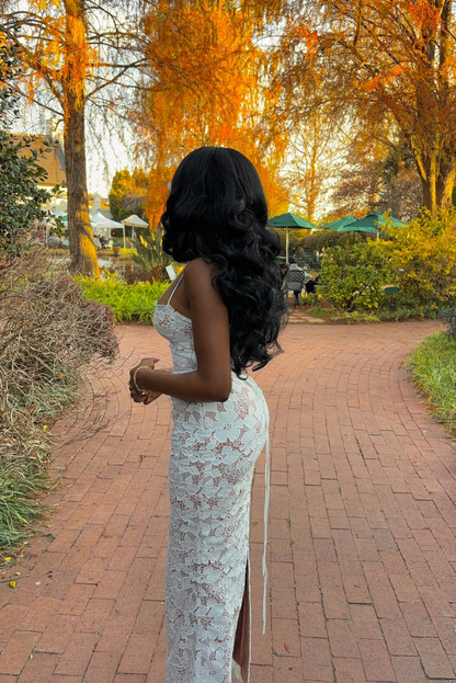 | Scalloped Lace Bodycon Maxi Dress