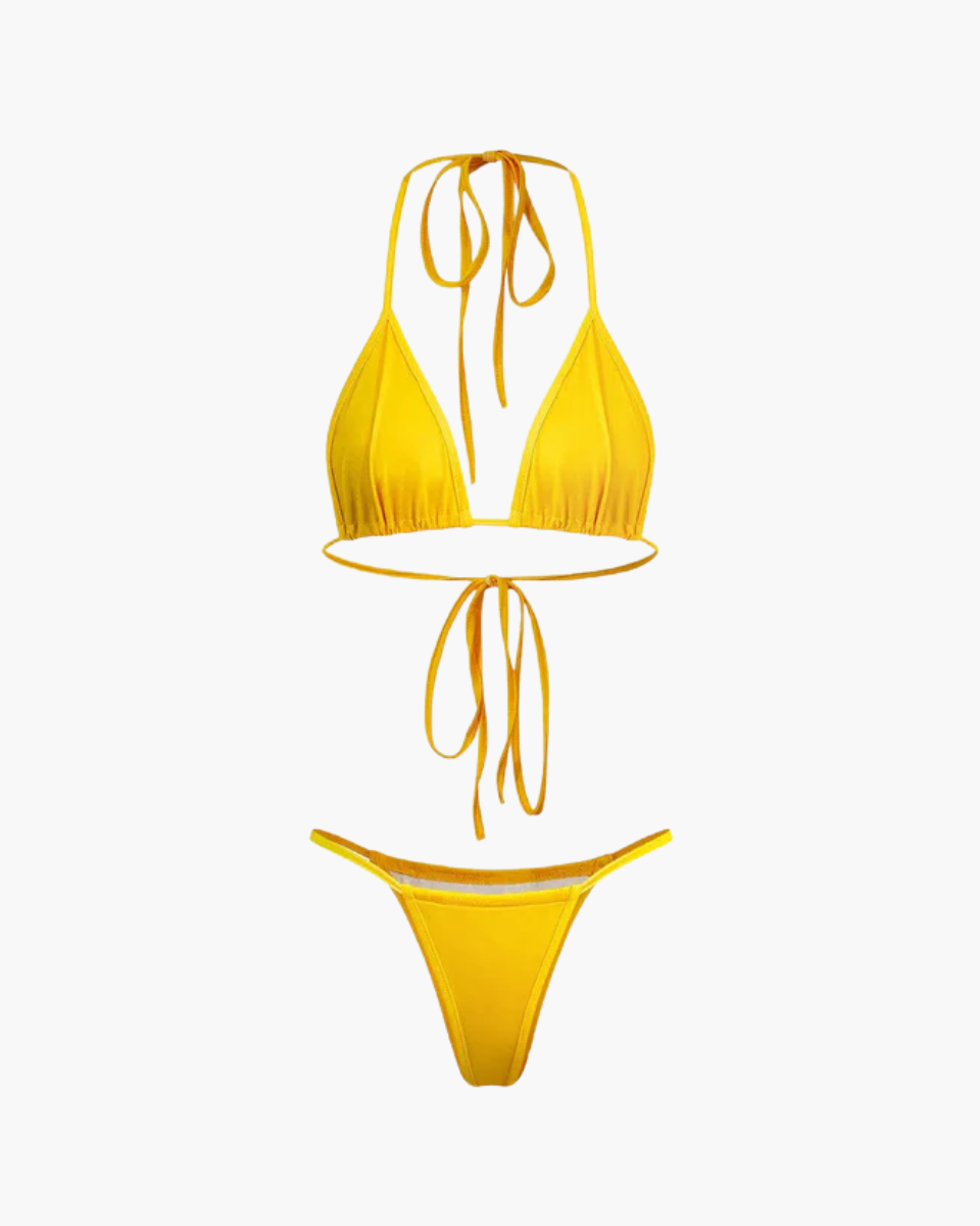 | Three-piece mesh wrap bikini set