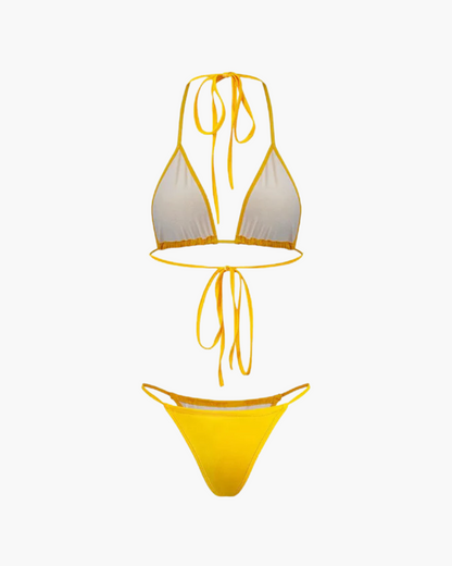 | Three-piece mesh wrap bikini set