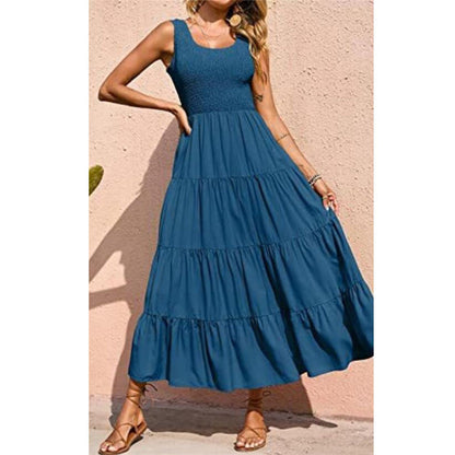 Solid Color Sleeveless Sling Swing Maxi Dress for Women