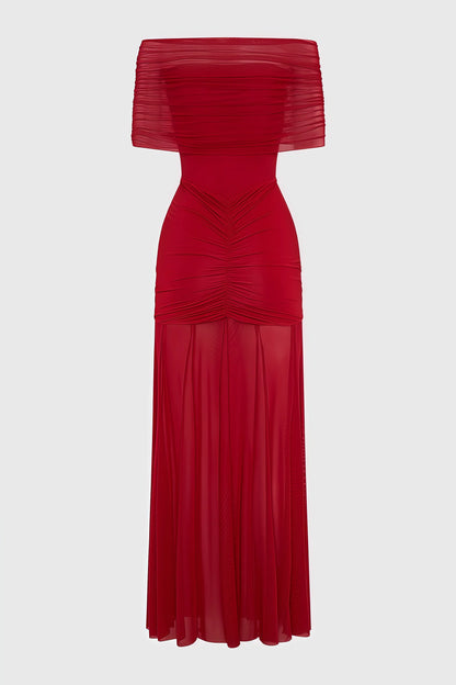 Silvia Strapless Mesh-Panelled Maxi Dress