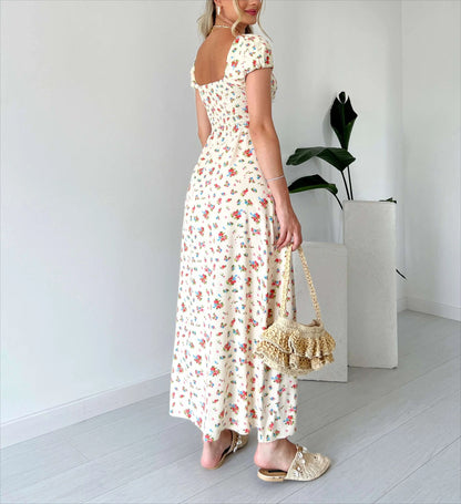 Floral Print Smocked Midi Dress