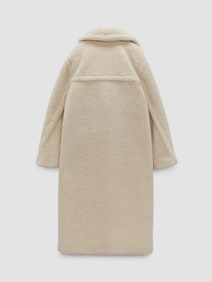 Casual Style Warm Double Pockets Fleece Coat