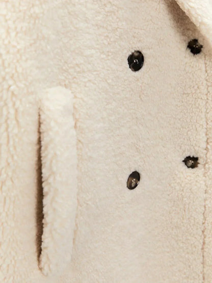 Casual Style Warm Double Pockets Fleece Coat