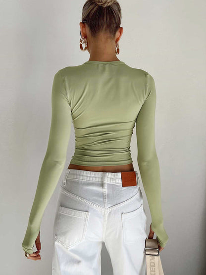 Long Sleeve Fitted Top – Crew Neck