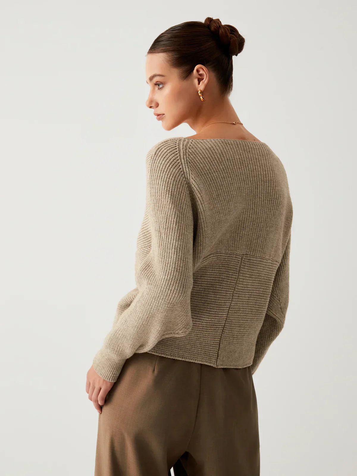 Cross-Over V-Neck Sweater | Draped Front | Slim Fit
