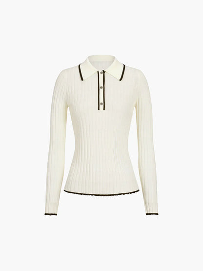 Oldmoney Aesthetics Polo Knit Top