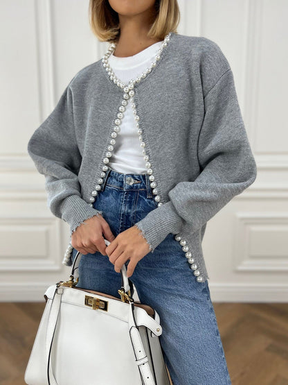 Pearl Trim  Knit Cardigan