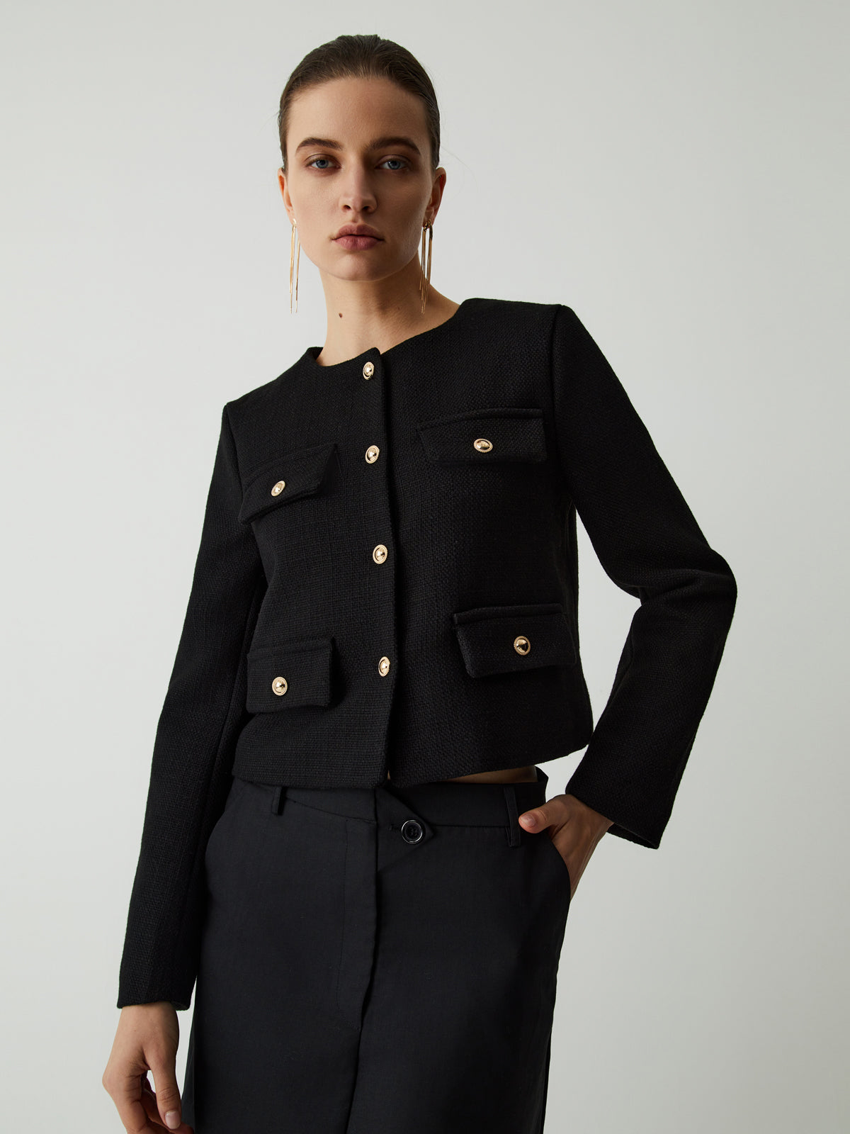 Vintage Button Graceful Tweed Blazer
