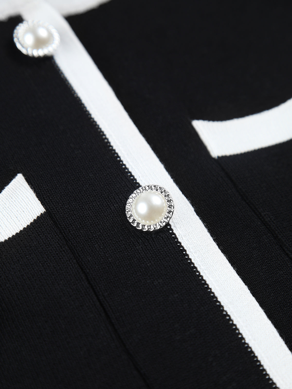 Pearl Button Contrast Trim Mini Dress