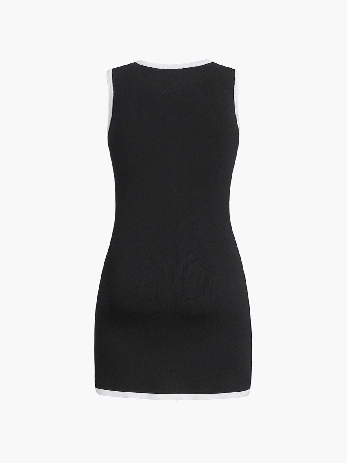 Pearl Button Contrast Trim Mini Dress