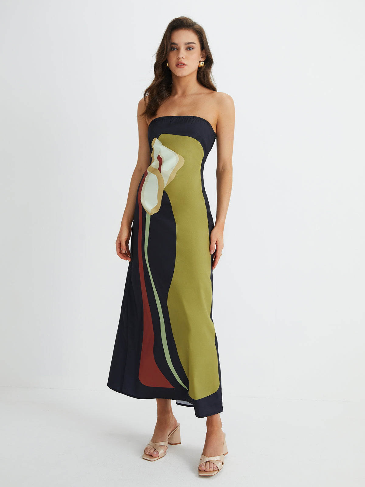 Abstract Floral Midi Dress