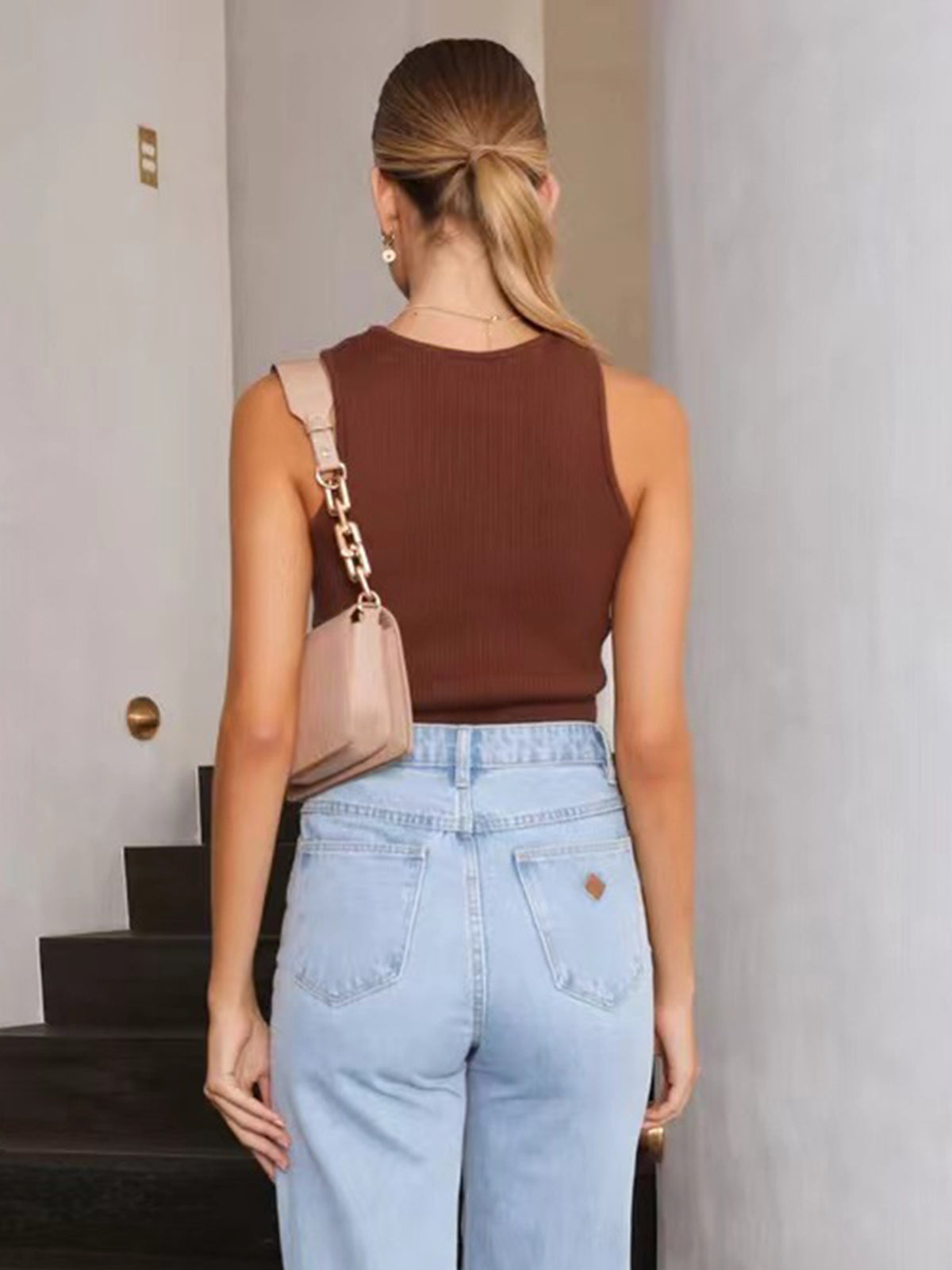 Women's Sleeveless Bodycon Ribbed Knit Tank Top – Slim Fit Summer Top