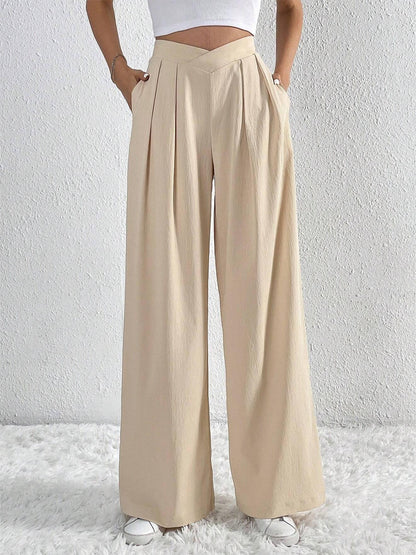 Oldmoney Style Pleated Wide Leg Pants