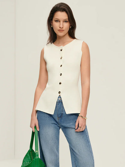 Atelier Knit Vest | Button Front | Split Hem