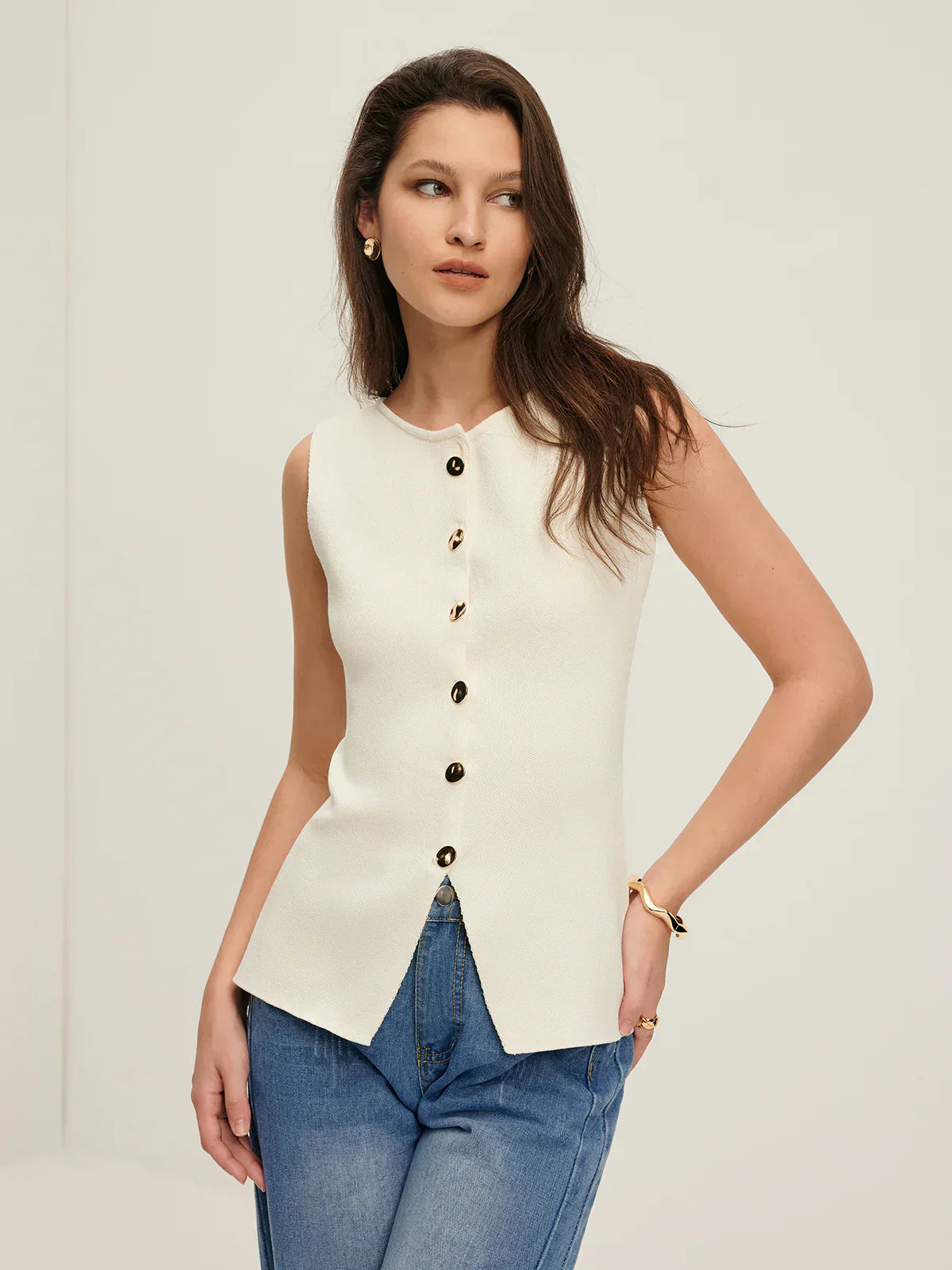 Atelier Knit Vest | Button Front | Split Hem