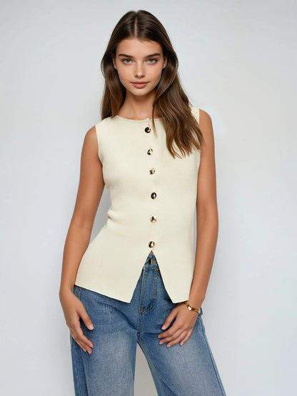 Button Down Split Sweater Vest