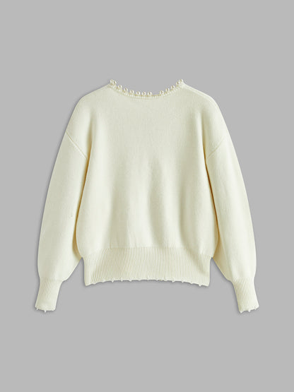 Pearl Trim  Knit Cardigan