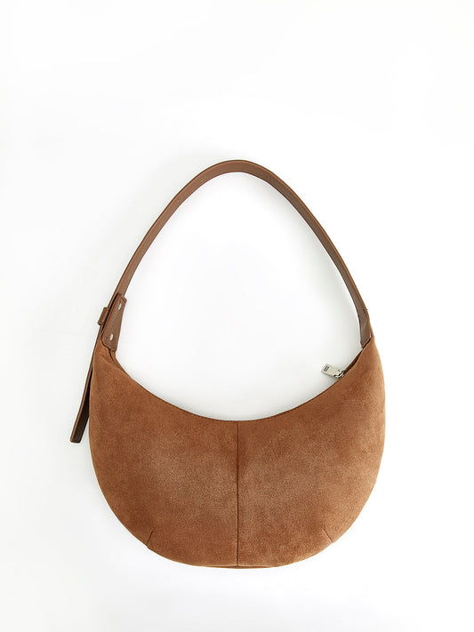 Crescent Suede Brown Shoulder Bag