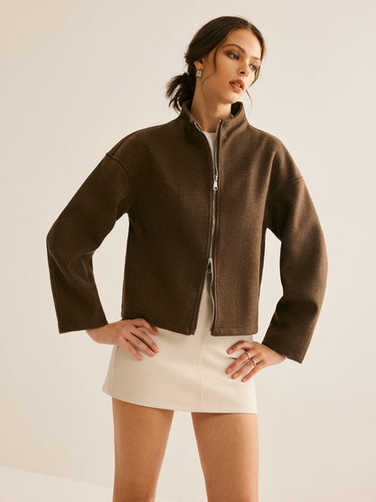 Minimalist Stand-Collar Jacket | Cropped Silhouette | Refined Casual