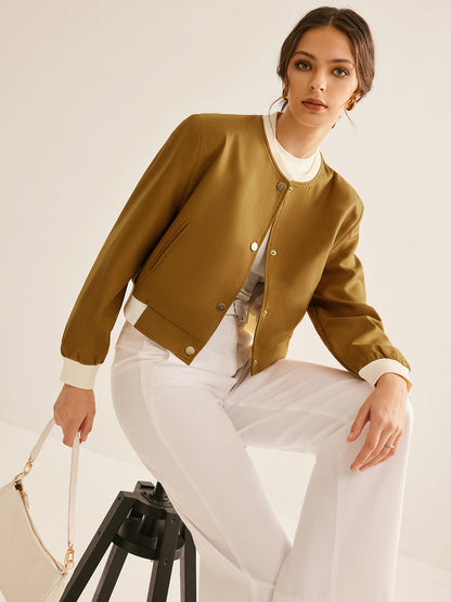 Contrast-Trim Cropped Jacket | Minimalist Design | Everyday Elegance